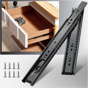 Drawer Slides Glides 18" Metal Drawer Rails Track Glides 2 Pairs 18" Black